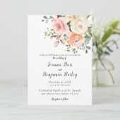 Invitation Pastel Pink Blush Rose Floral Mariage botanique (Debout devant)