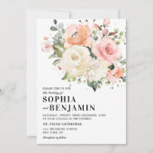 Invitation Pastel Pink Blush Rose Floral Mariage botanique (Devant)