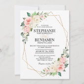 Invitation Pastel Pink Blush Rose Floral Mariage géométrique (Devant)
