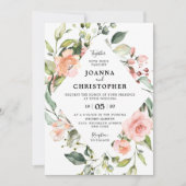 Invitation Pastel Pink Blush Rose Floral Mariage géométrique (Devant)