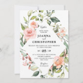 Invitation Pastel Pink Blush Rose Floral Mariage géométrique (Devant)