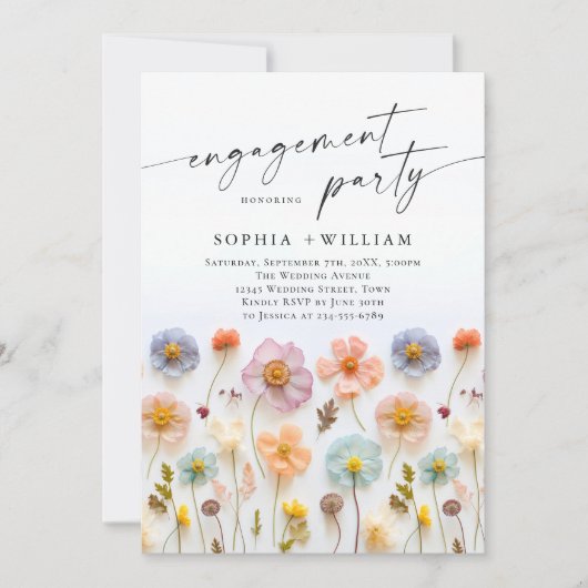 Invitation Pastel Pink Boho Fleur sauvage (Devant)