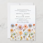 Invitation Pastel Pink Boho Fleur sauvage code QR Mariage (Devant)