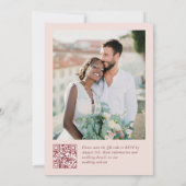 Invitation Pastel Pink Boho Fleur sauvage code QR Mariage Pho (Dos)
