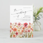 Invitation Pastel Pink Boho Fleur sauvage code QR Mariage Pho (Debout devant)