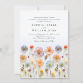 Invitation Pastel Pink Boho Fleur sauvage code QR Mariage Pho (Devant)