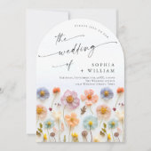 Invitation Pastel Pink Boho Fleur sauvage code QR Mariage Pho (Devant)