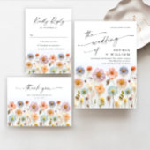 Invitation Pastel Pink Boho Fleur sauvage code QR Mariage Pho