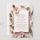 Invitation Pastel Pink Boho Fleur sauvage code QR Mariage Pho (Devant)