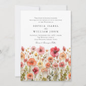 Invitation Pastel Pink Boho Fleur sauvage code QR Mariage Pho (Devant)