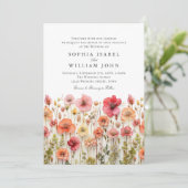 Invitation Pastel Pink Boho Fleur sauvage code QR Mariage Pho (Debout devant)