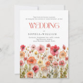 Invitation Pastel Pink Boho Fleur sauvage code QR Mariage Pho (Devant)