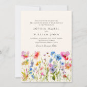 Invitation Pastel Pink Boho Fleur sauvage code QR Mariage Pho (Devant)