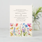 Invitation Pastel Pink Boho Fleur sauvage code QR Mariage Pho (Debout devant)