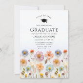 Invitation Pastel Pink Boho Fleur sauvage fête de graduation (Devant)