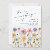 Invitation Pastel Pink Boho Fleur sauvage Floral Mariage (Devant)