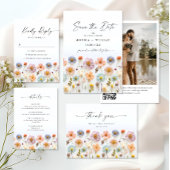 Invitation Pastel Pink Boho Fleur sauvage Floral Mariage