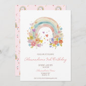 Invitation Pastel Pink Boho Rainbow Floral 3e anniversaire