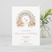 Invitation Pastel Pink Boho Rainbow Floral 3e anniversaire