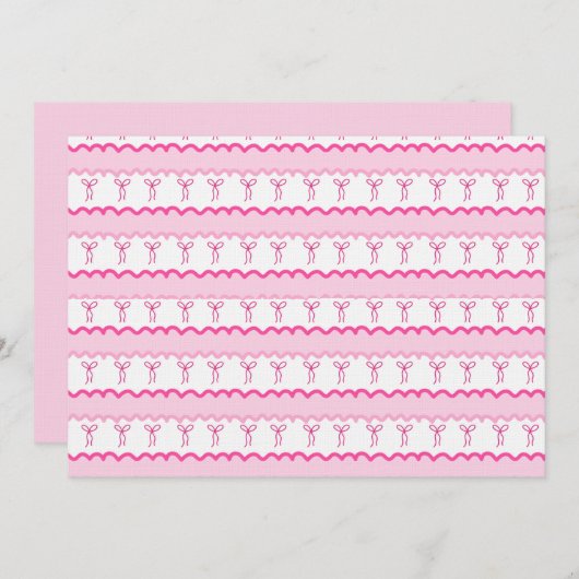Invitation Pastel Pink Bow Seamless Pattern – Cute Aesthetic  (Devant / Derrière)