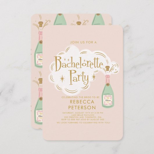 Invitation Pastel Pink Champagne Bachelorte