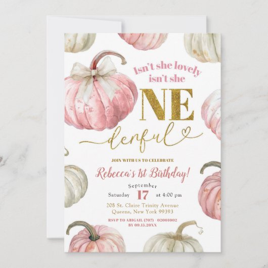 Invitation Pastel Pink Citrouille n'est-elle pas un anniversa (Devant)