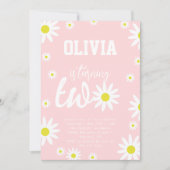 Invitation Pastel Pink Daisy 2e fête d'anniversaire Boho Blan (Devant)
