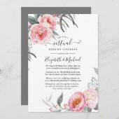 Invitation Pastel Pink et Grey Boho Floral Mariage virtuel (Devant / Derrière)