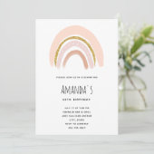 Invitation Pastel Pink & Faux Parties scintillant Boho Rainbo (Debout devant)