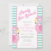 Invitation Pastel Pink Flamant rose Pool Party Anniversaire (Devant)