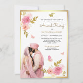 Invitation Pastel Pink Floral Anand Karaj Sikh Mariage (Devant)