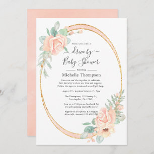 Invitation Pastel Pink Floral Drive Par Douche