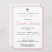 Invitation Pastel Pink & Gray Cross Watercolor Baptism (Devant)