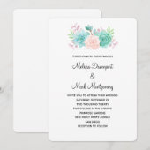 Invitation Pastel Pink & Green Floral Bouquet Mariage (Devant / Derrière)