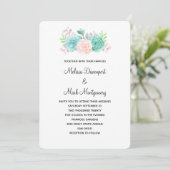 Invitation Pastel Pink & Green Floral Bouquet Mariage (Debout devant)