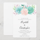Invitation Pastel Pink & Green Floral Bouquet Mariage (Devant / Derrière)