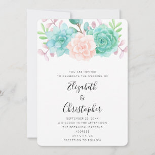 Invitation Pastel Pink & Green Floral Bouquet Mariage
