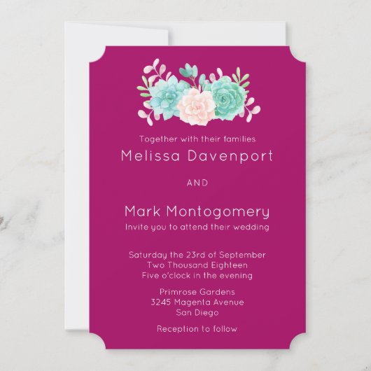Invitation Pastel Pink & Green Floral Bouquet Mariage (Devant)