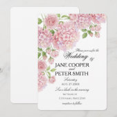 Invitation Pastel pink hydrangeas and roses Budget Wedding  I (Devant / Derrière)
