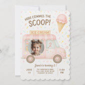 Invitation Pastel Pink Ice Cream Camion Photo Anniversaire (Devant)