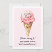 Invitation Pastel Pink Ice Cream Cone Birthday Party  (Devant)