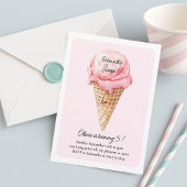 Invitation Pastel Pink Ice Cream Cone Birthday Party 