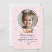 Invitation Pastel Pink Ice Cream Photo Birthday  (Devant)