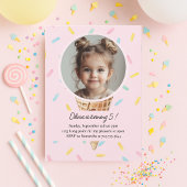 Invitation Pastel Pink Ice Cream Photo Birthday 