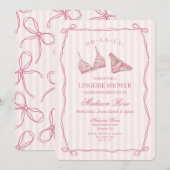 Invitation Pastel Pink Lingerie Shower Bridal Lace (Devant / Derrière)
