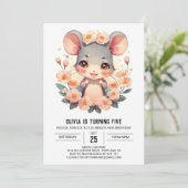 Invitation Pastel Pink Mouse Anniversaire (Debout devant)