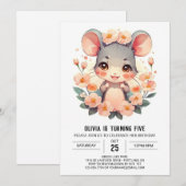Invitation Pastel Pink Mouse Anniversaire (Devant / Derrière)