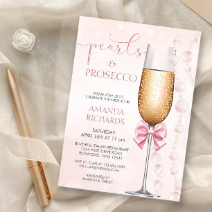 Invitation Pastel Pink Pearls et Fête des mariées Prosecco
