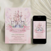 Invitation Pastel Pink Princess Château Royal 4e anniversaire