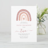 Invitation Pastel Pink Rainbow Boho virtuel deuxième annivers (Debout devant)